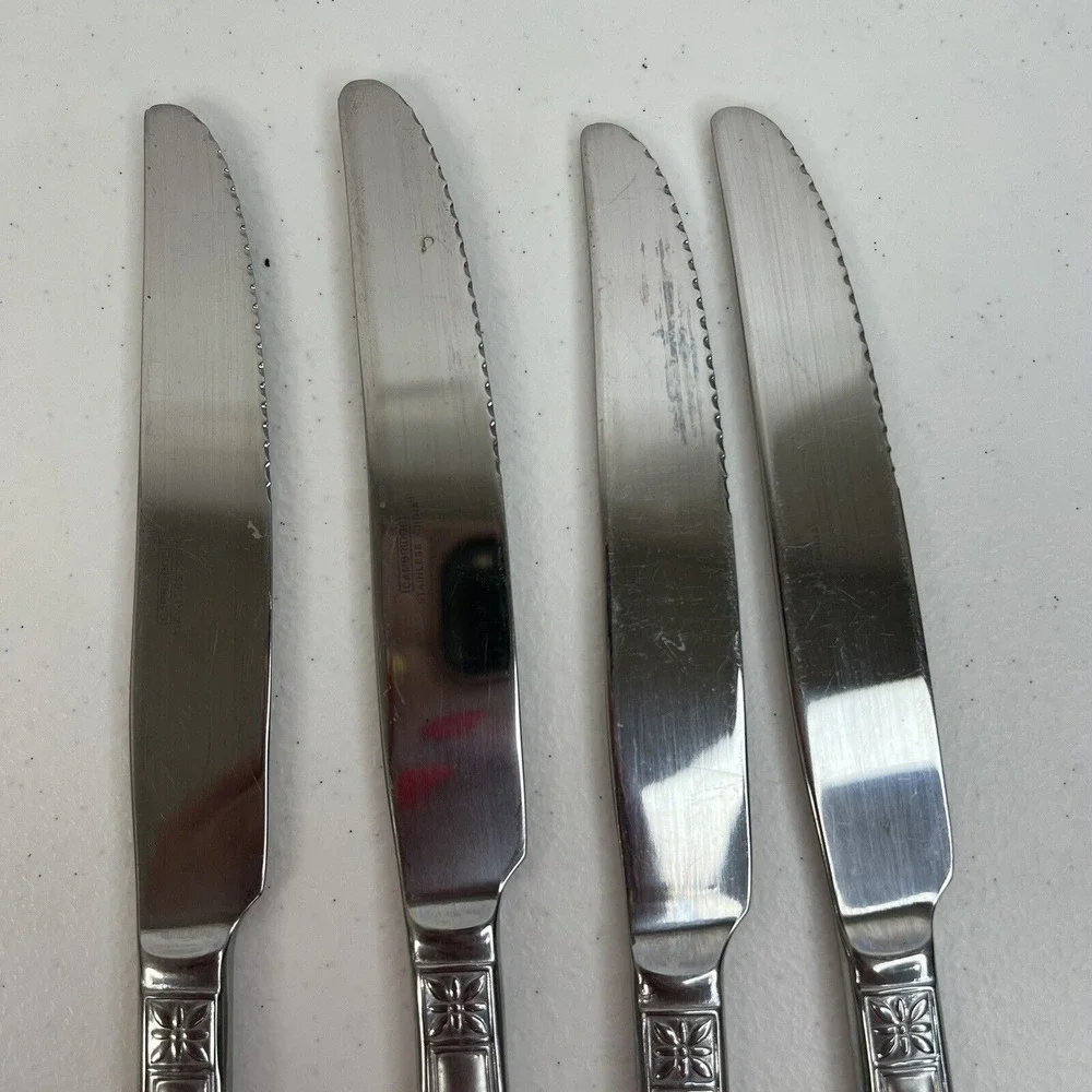 Cambridge Rooster 4 Butter Knives Stainless Flatware Frosted Handle Replacement